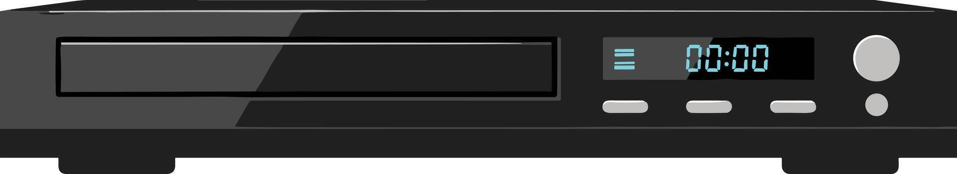 Front view of a black DVD or VCR player isolated on a white background. vector