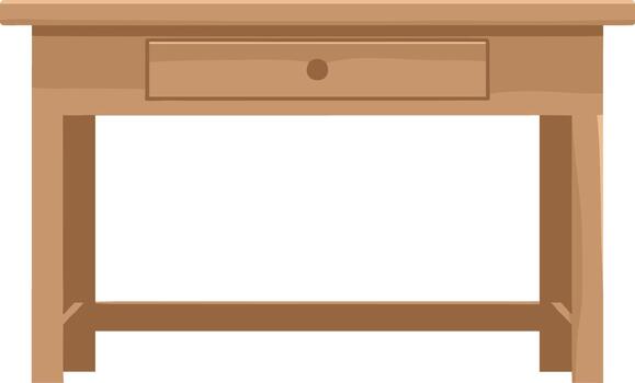 Classic wooden console table with a single drawer isolated on a white background. vector