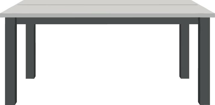 Modern rectangular table with a light grey top and dark legs isolated on a white background. vector