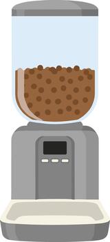 Modern automatic pet food dispenser with programmable timer isolated on a white background. vector