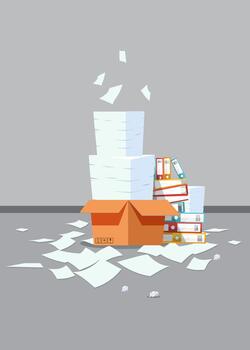 Pile of paper documents and file folders stock illustration vector