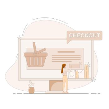 Illustration of a User Checking Out on E-Commerce vector