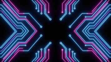 dinamico astratto neon circuito tavola modello senza soluzione di continuità ciclo continuo tecnologia sfondo video