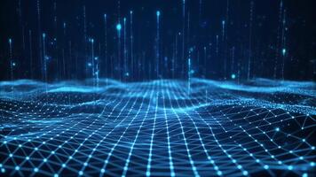 Abstract Digital Network Grid With Futuristic Glowing Particles And Light Beams Background Animation video