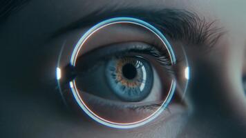 trogen holografiska öga skanna gränssnitt med biometrisk autentisering animering video