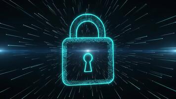 digital hänglås säkerhet begrepp med trogen data strömmar video