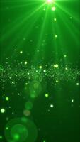 Shimmering Green Particles and Light Rays Effect Festive Abstract Background Animation video