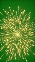 Exploding Yellow Fireworks Display on Green Background in Sequence of Frames video