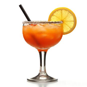 Refreshing Orange Cocktail in Glass with Lemon Garnish Perfect for Summer Drinks Menu photo