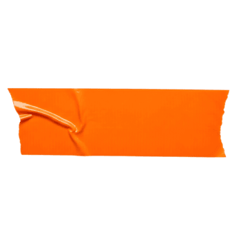 Bright orange adhesive tape strip with torn edges and textured surface, isolated on a transparent background. Perfect for graphic design, mockups, or adding a bold, practical accent png