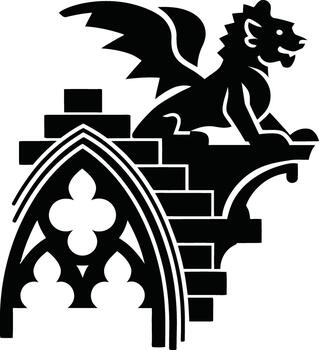 Silhouette of a Gargoyle on Gothic Architecture vector