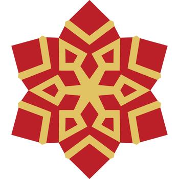 Geometric Starburst Pattern in Red and Gold vector