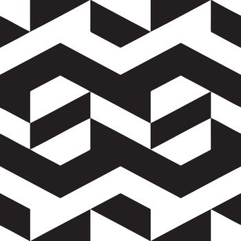 Geometric black and white zigzag pattern with 3d illusion vector