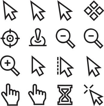 Collection of computer mouse cursor icons and symbols vector