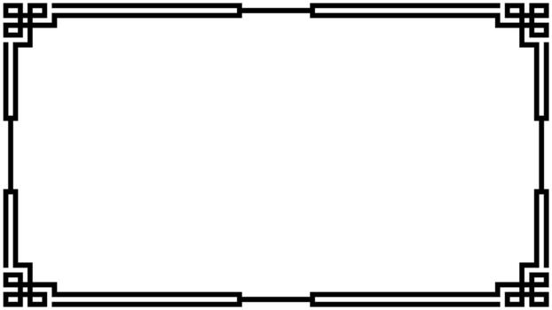 Rectangular border with geometric asian frame corners vector