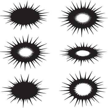 Abstract black starburst and explosion shapes on white background vector