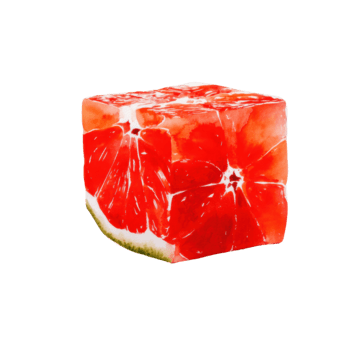 acquerello rosso pompelmo fetta nel un' unico cubo forma, in mostra suo vivace colore e succoso struttura, isolato su trasparente sfondo png