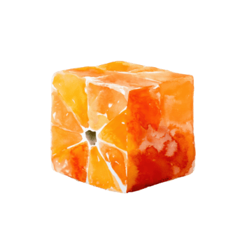 vattenfärg abstrakt orange och gul kub med en texturerad yta, liknar en frukt segmentet, isolerat på transparent bakgrund png
