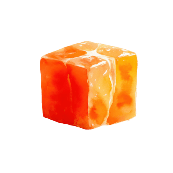 vattenfärg en vibrerande orange is kub med en unik textur, visa upp en uppfriskande och Häftigt element, isolerat på transparent bakgrund png