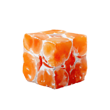 vattenfärg abstrakt orange kub med oregelbunden, genomskinlig segment skapande en mosaik- mönster, isolerat på transparent bakgrund png