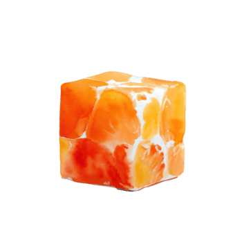 vattenfärg vibrerande abstrakt kub terar en slående blandning av orange och vit texturer, skapande en unik visuell element, isolerat på transparent bakgrund png