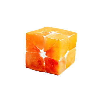 acuarela resumen cubo con vibrante naranja y rojo degradado, exhibiendo un único translúcido textura, aislado en transparente antecedentes png