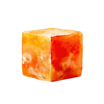 vattenfärg abstrakt orange och röd texturerad kub med en unik marmorerad mönster, isolerat på transparent bakgrund png