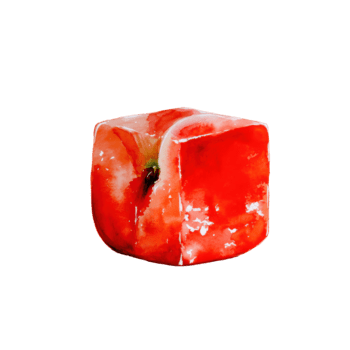 acquerello un' unico rosso Mela trasformato in un' Perfetto cubo, in mostra suo vivace colore e croccante struttura, isolato su trasparente sfondo png