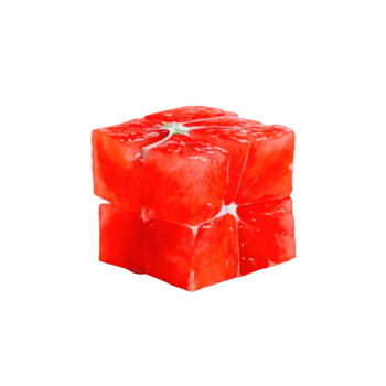 acquerello geometrico frutta cubo fatto a partire dal vivace rosso anguria o Uva, la creazione di un astratto e rinfrescante design isolato su trasparente sfondo png