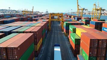 A view of a container terminal with many containers video