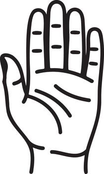 Simple line drawing of an open hand with fingers extended vector