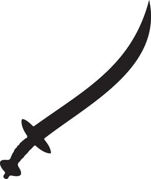 Silhouette of a curved sword with a handle vector