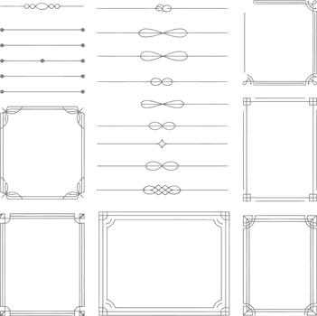 Collection of decorative borders and frames for design projects vector