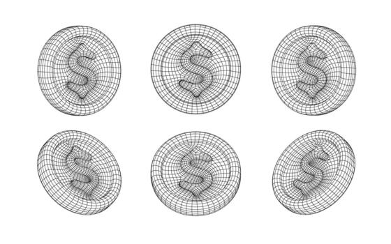 estructura metálica dólar monedas recopilación. aislado 3d Dólar estadounidense moneda colocar. nosotros dólar circulo objetos. ilustración vector
