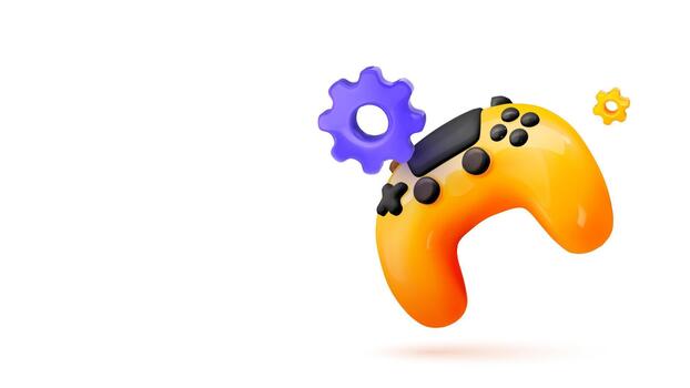 Colorful game controller and gears vector