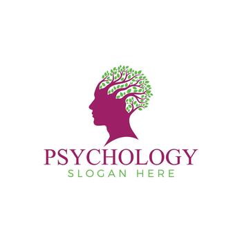 Psychology logo with tree brain isolated on white background, representing mental health and cognitive function vector