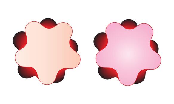 suave degradado resumen flor formas con brillante rojo sombra decorativo diseño vector