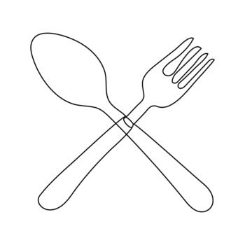 mínimo continuo línea cuchillo y tenedor contorno obra de arte con un limpiar sencillo soltero línea utensilio diseño vector
