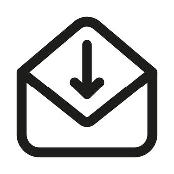Received Mail Icon. Modern professional minimal line graphic illustrating email delivery, incoming message, inbox notification and communication vector