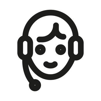 cliente Servicio representante icono. moderno profesional mínimo línea gráfico ilustrando apoyo, comunicación, asistencia, ayuda escritorio y cliente Interacción vector