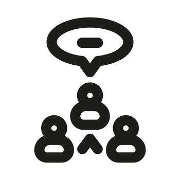 Group Discussion Icon. Modern professional minimal line graphic illustrating teamwork, communication, collaboration, brainstorming and meeting interaction vector