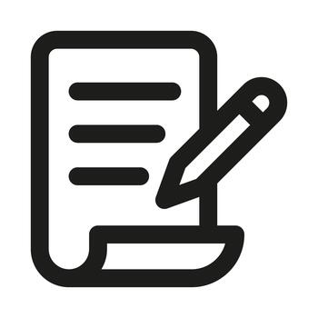 Document Write Icon. Modern professional minimal line graphic illustrating writing, editing, note taking, document creation and content management vector