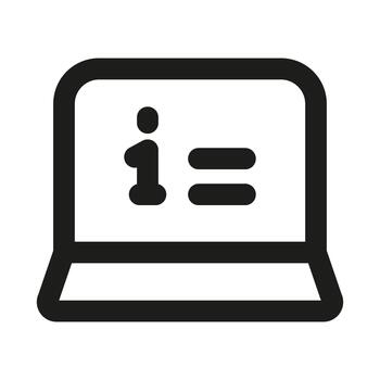 Laptop Use Prohibition Icon. Modern professional minimal line graphic illustrating restricted access, no laptop, warning and digital restriction vector