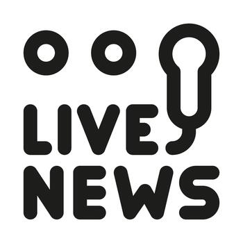 Live News Icon. Modern professional minimal line graphic illustrating real-time updates, breaking headlines, media coverage and current events vector