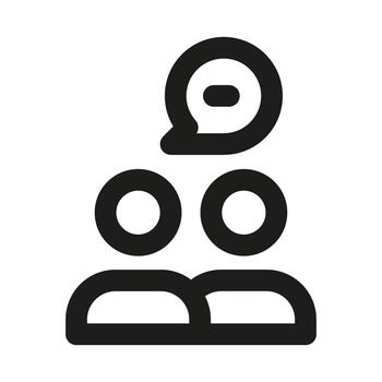 Group Communication Icon. Modern professional minimal line graphic illustrating team discussion, messaging, collaboration and digital interaction vector