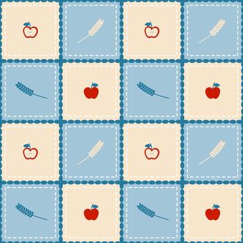 seamless minimal apple repeat pattern plaid checkered background vector