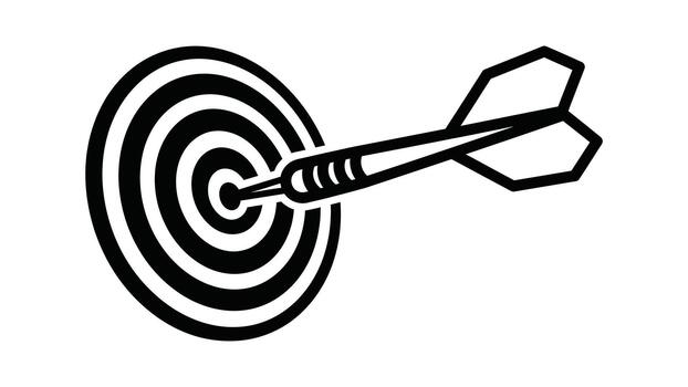 Dart hitting the bullseye on a target representing success and precision vector