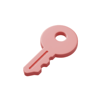 Glossy pink 3D rendered key icon, a vibrant symbol of digital access, security, and unlocking potential, perfect for modern design and conceptual projects png