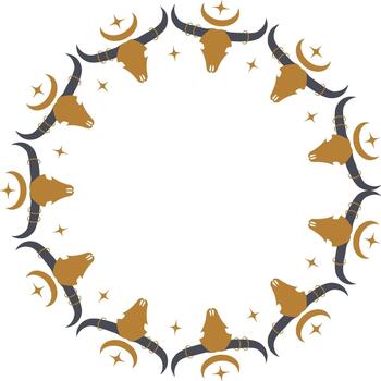 Skull witchy round frame. tribal witchcraft template with empty space for your text vector