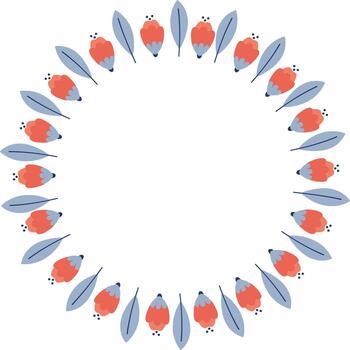 Text frame surrounded with assorted flowers and Leaves. Framework for writing ringed with tulips vector